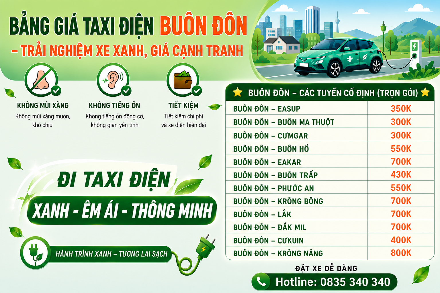 Taxi Điện Buôn Đôn 0835 340 340 – Đặt Xe Nhanh 24/7, Giá Rẻ, Đón Tận Nơi